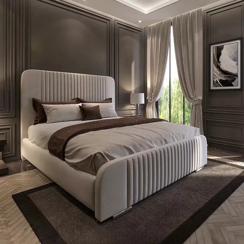 Double panel bed frame - panel, plush