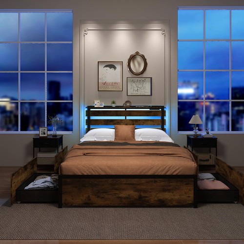 Full platform bed frame with - full,