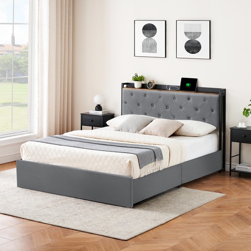 Upholstered platform bed - bed, frame
