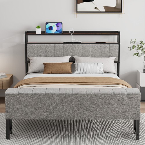 Luxury grey fabric - grey, bed