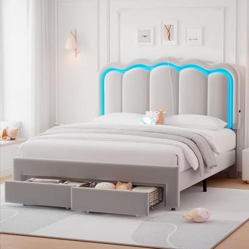 Full upholstered led - upholstered, bed