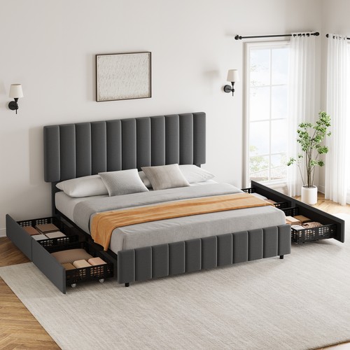 Upholstered platform bed frame - upholstered,