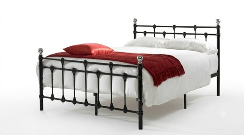 Black metal double bed frame - black,